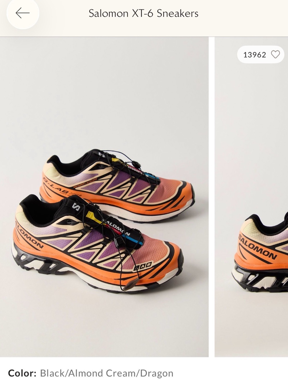 Salomon XT-6 Trail Runners in Orange, Purple & Cream